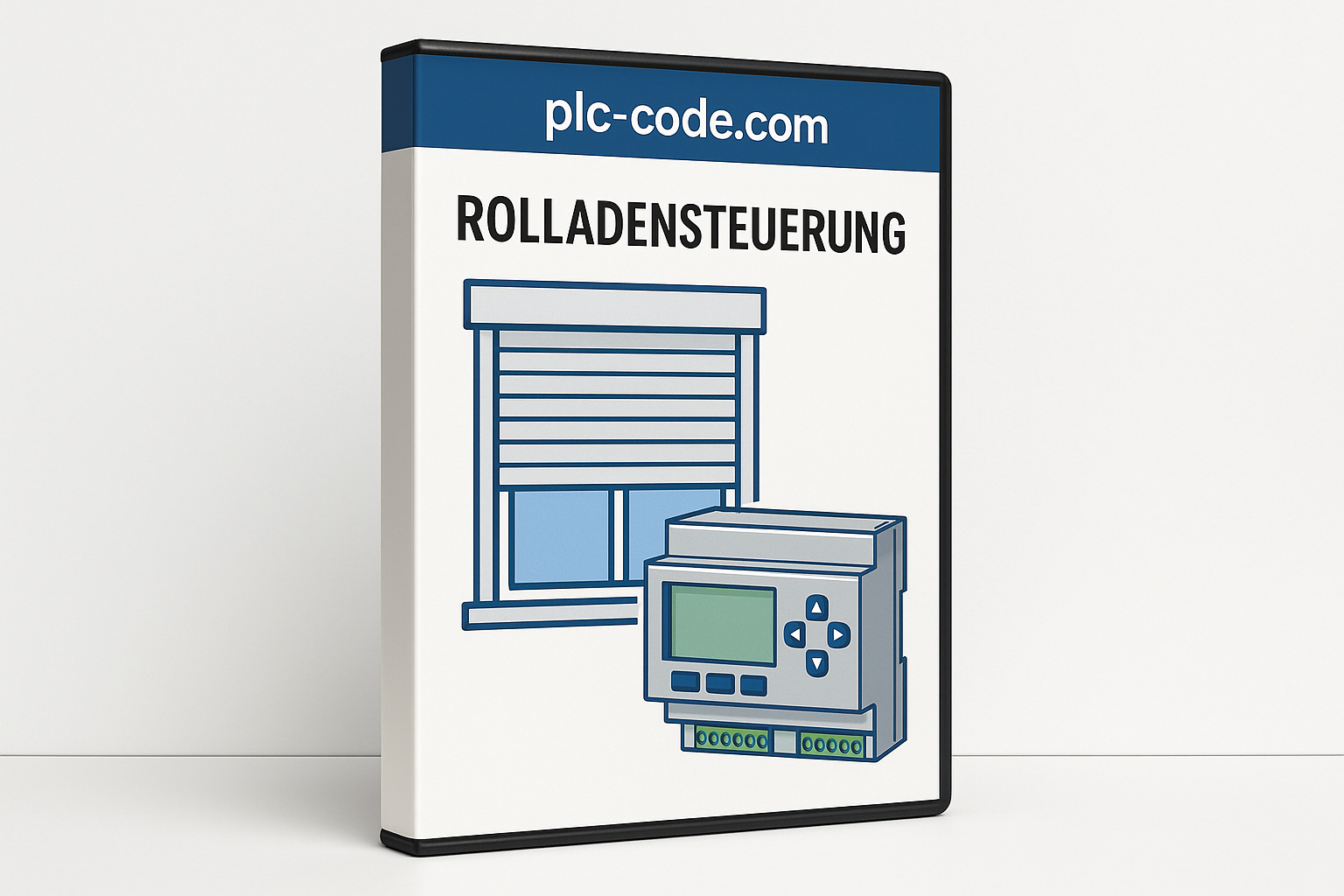 Eine DVD BOX ohne dvd oder siemesn zeichen die als Box Rolladensteuerung bietet Lieferant plc-code.com und Steurung klar mit bild einer Rollade und LOGO! Steurung keien markenrechte verletzen 