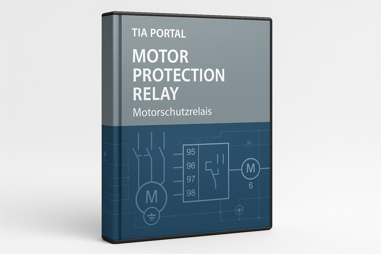 Es ist ein FB Baustein aus Tia Portal "Motorschutzrelais" es wird ein echter Motorschutzrelais damit Simuliert es soll als Box oder CD hülle ähnlichem dargestellt da es nur als Download ja verfügbar ist Siemens LOGO Schrift weglassen gerne auf englich 