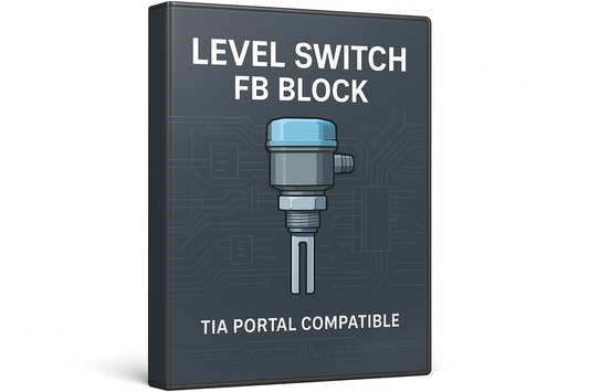 Es ist ein FB Baustein aus Tia Portal niveaschalter es wird ein echter niveaschalter damit Simuliert es soll als Box oder CD hülle ähnlichem dargestellt da es nur als Download ja verfügbar ist Siemens LOGO Schrift weglassen gerne auf englich 