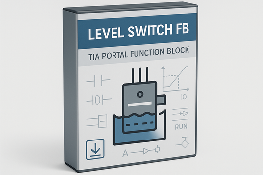 Es ist ein FB Baustein aus Tia Portal niveaschalter es wird ein echter niveaschalter damit Simuliert es soll als Box oder CD hülle ähnlichem dargestellt da es nur als Download ja verfügbar ist Siemens LOGO Schrift weglassen gerne auf englich 