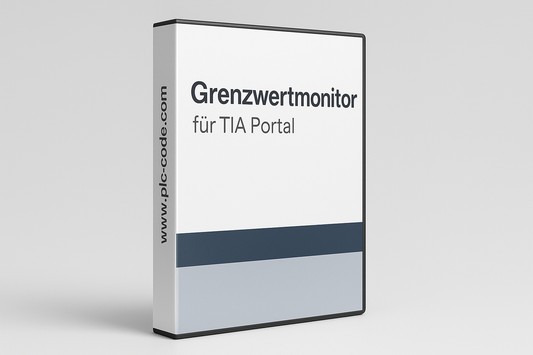 Es soll ein weisen hintergund sein und eine Box form wie eine DVD software box für einen FB Baustein "Grenzwertmonitor! für Tia Portal "Siemens logo oder name darf nicht verwendet werden" an der seite dan www.plc-code.com kein DVD zeichen oder so 
