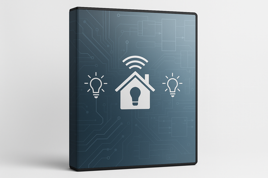 hier soll auf einer box also wie dvd box (ohne zeichen wie dvd oder siemens) ein FB Baustein bzw funktion oder projekt Lichtsteuerung smarthome dargestellt werden für Tia Portal 